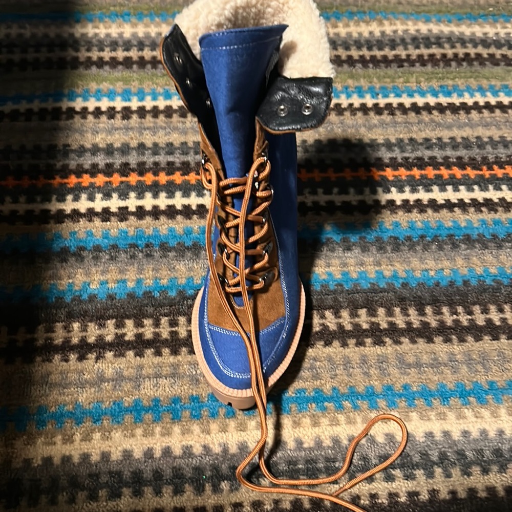 Denim and suede ankle boots
